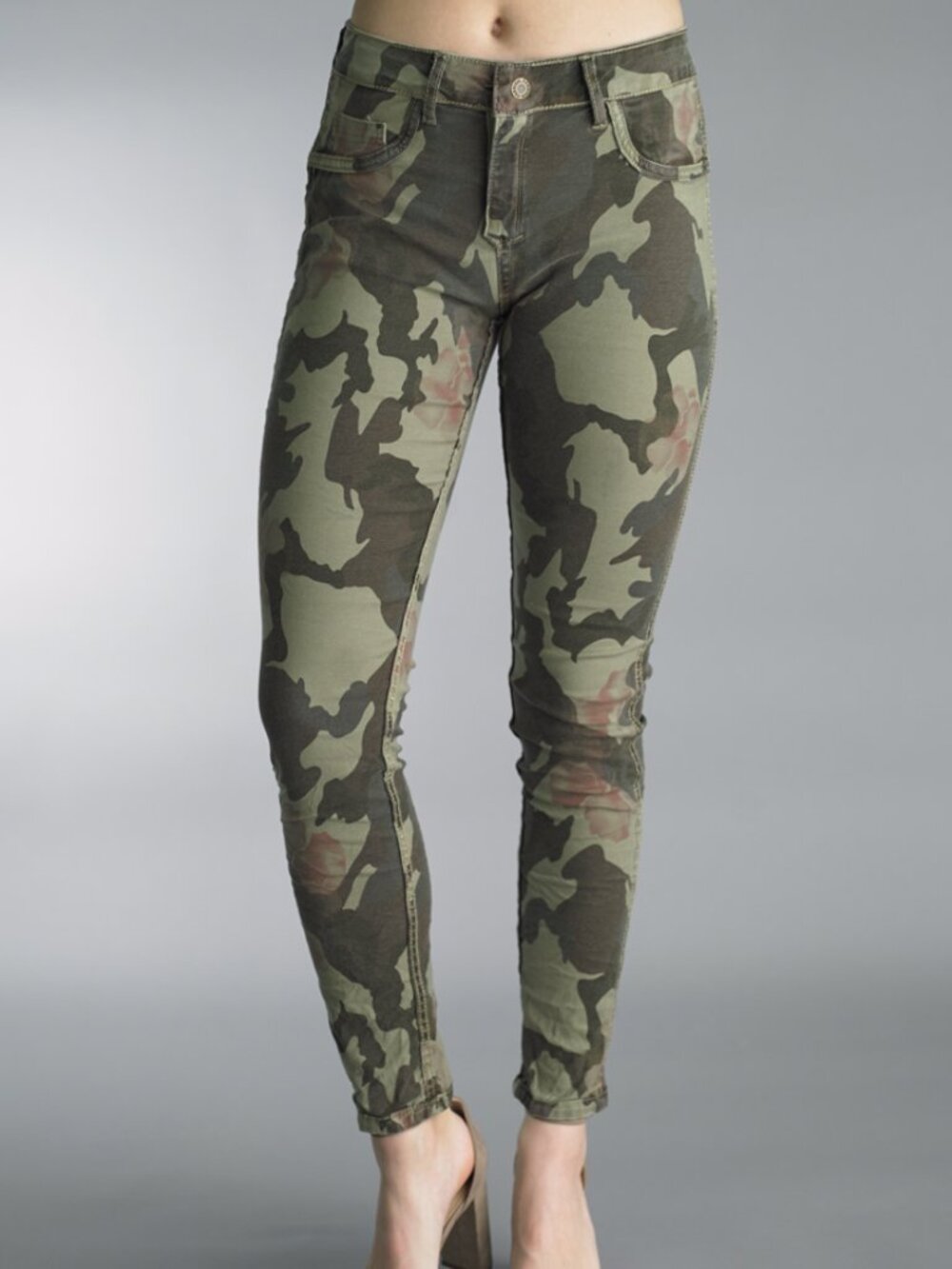 Tempo Paris Stretch Reversible Denim Camo/Olive Pant